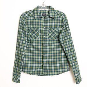 Aritzia TNA Flannel Shirt Plaid Green Button Up Medium